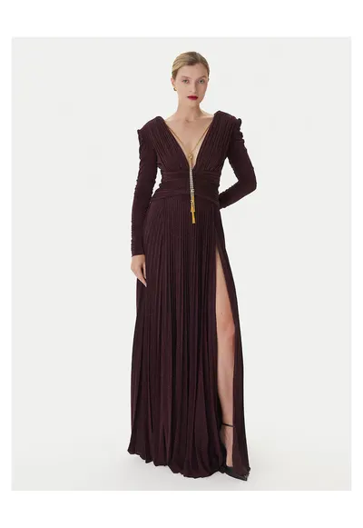 Rochie de seara - bordo - 63% viscoza - fermoar