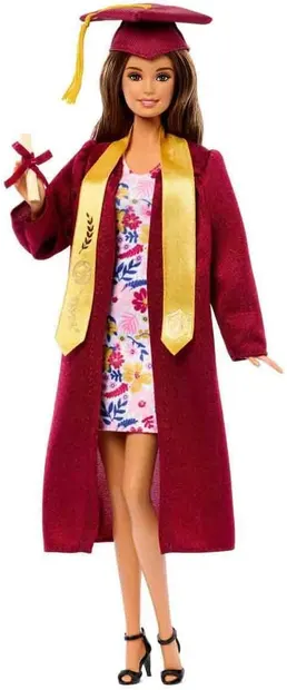 Păpușă Barbie Signature - Urări de absolvire, cu togă bordo și șapcă cu ciucure