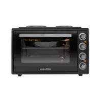 Cuptor electric NobeLTek, 60L, 2000W, plite electrice 1500w + 1000w, grill, timer, termostat, sticla dubla, ventilator, iluminare, Negru