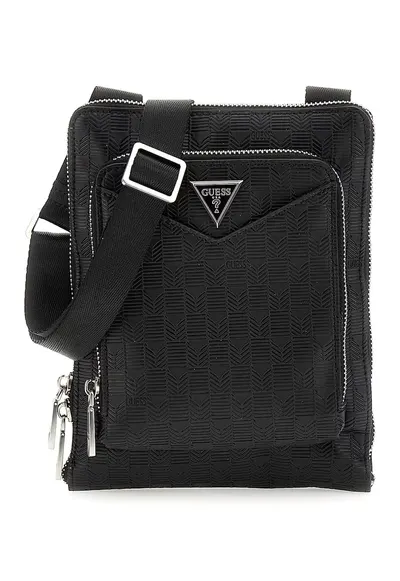 Geanta crossbody de piele ecologica cu buzunare frontal cu fermoar Siena - Negru