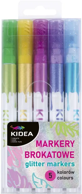 Set markere sclipitoare Kidea - cu brocart, 5 culori
