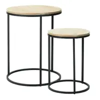 Set 2 măsuțe de cafea Trends4You, metal & MDF, design modern, negru cu crem