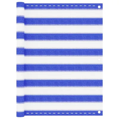 Gossi paravan de balcon, albastru si alb, 90x500 cm, hdpe