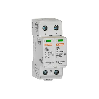 Descarcator tip 2 cu cartus, RATED DISCHARGE CURRENT IN (8/20MS) 20KA PER POLE, 1P+N