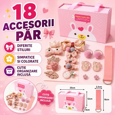 Set 18 accesorii de par pentru fetite, clame