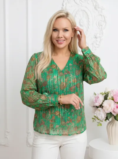 Bluza eleganta verde cu detalii ...