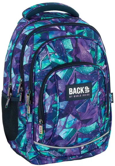 Ghiozdan școlar BackUp A - Purple Crystals, cu 3 compartimente