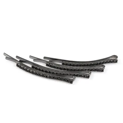 Set 4 agrafe par negre cu pietre stralucitoare