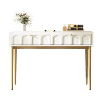 Toaletă elegantă cu 2 sertare, 100x76,5x45 cm, Alb crem