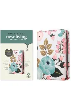 NLT Compact Zipper Bible, Filament Enabled Edition (Red Letter, Cloth, Floral Garden)