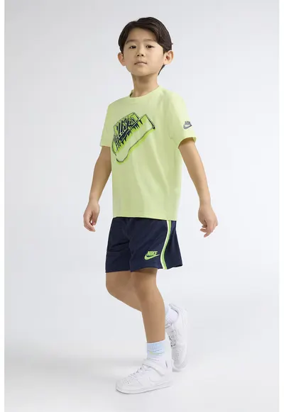 Set de tricou si pantaloni scurti - 2 piese - Albastru inchis/Verde fistic
