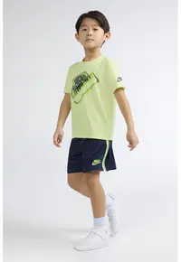 Set de tricou si pantaloni scurti - 2 piese - Albastru inchis/Verde fistic