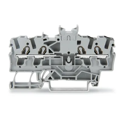 Double potential terminal block; 2.5 mm²; with double, center marker slot; for DIN-rail 35 x 15 and 35 x 7.5; Push-in CAGE CLAMP®; 2,50 mm²; gray