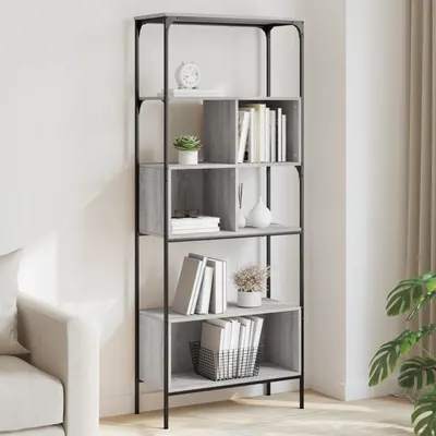 vidaXL Bibliotecă cu 5 niveluri gri sonoma 76x33x188,5cm lemn compozit