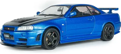 Model de colecție SOLIDO Modern : Mașini - Nissan Skyline GT-R (BNR34) with NISMO Parts, Bayside Blue, 2005