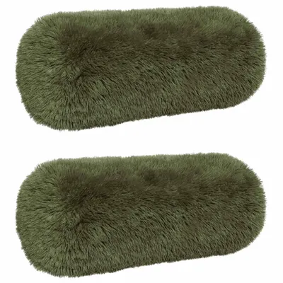 vidaXL Husă pentru pernă 2 pcs HEERLEN Verde Ø 15 x 40 cm Fleece PV