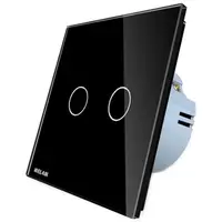 Intrerupator dublu cu touch Welaik panou din sticla A1921CB, negru
