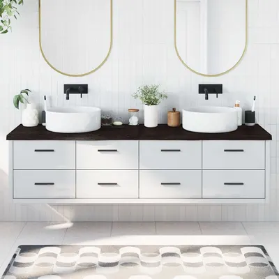 vidaXL Blat de baie, maro închis, 200x60x(2-4) cm, lemn masiv tratat