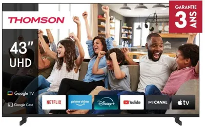 Televizor smart Thomson - 43UG5C14, 43", 4K, UltraHD, DLED, HDR10, Swivel Stand, Dolby Vision, Google TV, negru