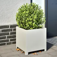 Gossi jardiniere de gradina 2 buc., alb, 40x40x40 cm, otel