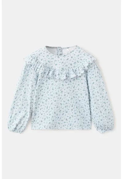 Bluza cu model floral - Albastru pastel