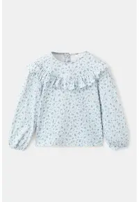 Bluza cu model floral - Albastru pastel