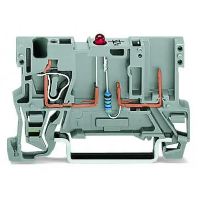 1-conductor/1-pin component carrier terminal block; LED (red); 24 VDC; for DIN-rail 35 x 15 and 35 x 7.5; 4 mm²; CAGE CLAMP®; 4,00 mm²; gray