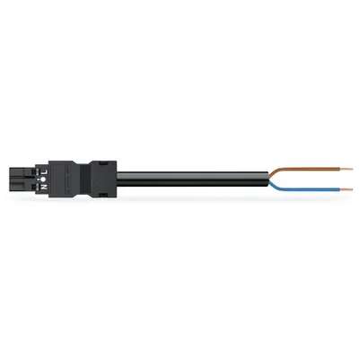 pre-assembled connecting cable; Eca; Plug/open-ended; 2-pole; Cod. A; H05VV-F 2 x 1.5 mm²; 2 m; 1,50 mm²; black