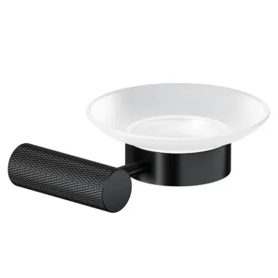Savoniera cu sticla mata, montare pe perete, negru, Cersanit Zen