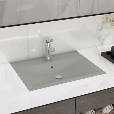 vidaXL Chiuvetă baie lux orificiu robinet gri mat 60x46 cm ceramică