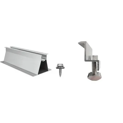 Pachet sistem fixare 2 panouri fotovoltaice pe sindrila sau panou sandwitch – aluminiu si inox, certificat anticoroziv - sistem C