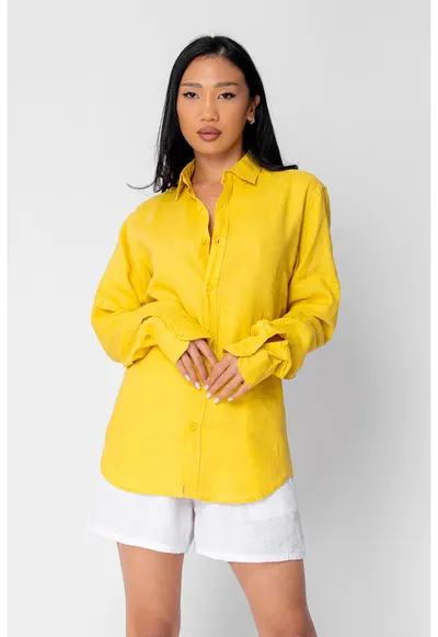 Camasa Boyfriend dIn 100% In Yellow Mustard 21325 - Galben
