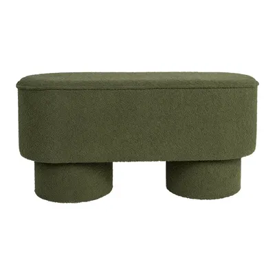 Bancă verde cu tapițerie din țesătură bouclé Marcos – White Label