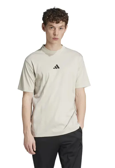 Tricou cu decolteu la baza gatului si detaliu cu model monograma - Negru/Grej