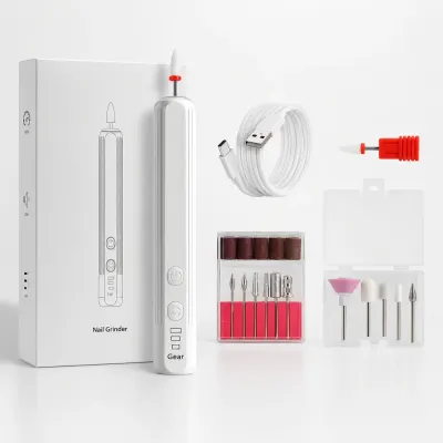 Pila Electrica Profesionala pentru Unghii 6 in 1 – Reincarcabila USB, Alb, FZ004