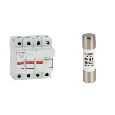 Pachet de Protectie Trifazata cu Neutru: Soclu Siguranta Fuzibila 14x51 3P+N 63A + Siguranta Fuzibila 14x51 40A