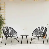 Gossi set scaune de gradina 3 buc poly rattan negru