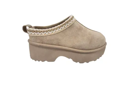 Pantof Dama Casual , Tip Sabot Iarna, Material tip Suede, Detalii Decorative Cusute, Interior Captusit, Engross, Marimi 36-41, 8buc/bax bej