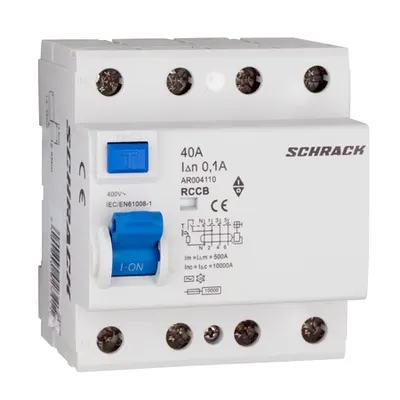 Intreruptor diferential AMPARO (10kA), 40A, 4-poli, 100mA