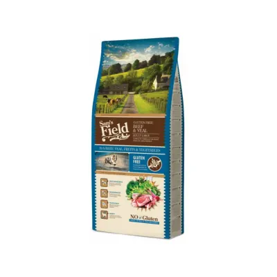SAM'S FIELD Adult Large, L-XL, Vită și Vițel, hrană uscată câini, 13kg