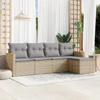 Gossi set canapele de gradina, 5 piese, cu perne, bej, poliratan