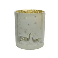 Suport pentru lumanare - Tlighth Tree and Deer - Wool White and Gold Inside