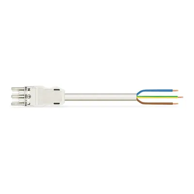 pre-assembled connecting cable; Eca; Socket/open-ended; 3-pole; Cod. A; H05Z1Z1-F 3G 1.5 mm²; 5 m; 1,50 mm²; white