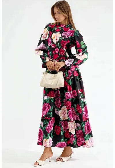 Rochie Maxi Floral - multicolor - poliester