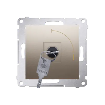 Comutator cu cheie 2 pozitii 0-I, butt N/O, 5A, 250V, cheia se poate scoate in orice pozitie, gold mat metalic
