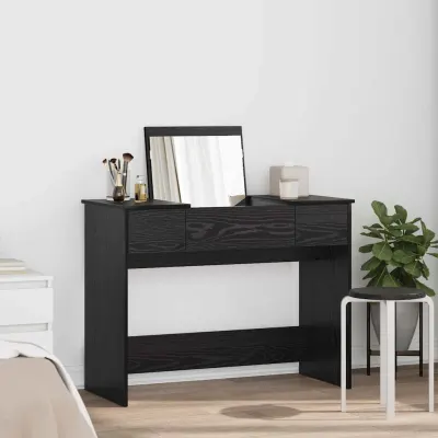 vidaXL Masă cosmetică cu sertar Stejar Negru 100 x 45 x 76 cm