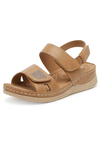 Sandale dama - maro - material sintetic - inchidere cu velcro
