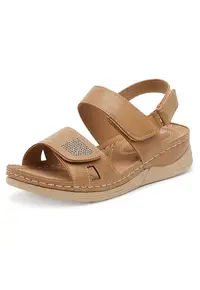 Sandale dama - maro - material sintetic - inchidere cu velcro