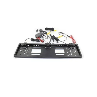 Suport numar auto cu camera video si 2 senzori parcare 12V cu afisearea distantei pe ecranul camerei Cod: JCS-041-2-22