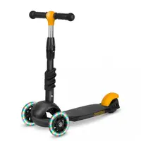 Trotineta 3 in 1 pentru copii Ricokids Cubi NegruGalben cu scaunel,roti cu lumini LED,platforma antiderapanta,cadru din aluminiu,manere ergonomice,greutate suportata 30 kg, varsta 3 ani+